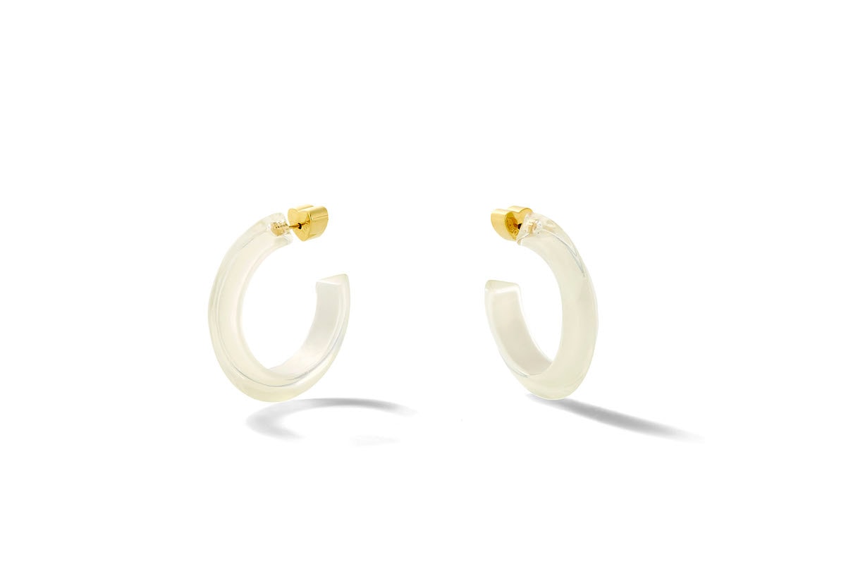 Emily Ratajkovski Alison Lou Jewelry Campaign Lucite Hoop Earrings Size 90s Lookbook Jewelry