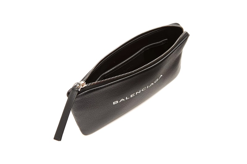 balenciaga shopping pouch black white calf leather grained