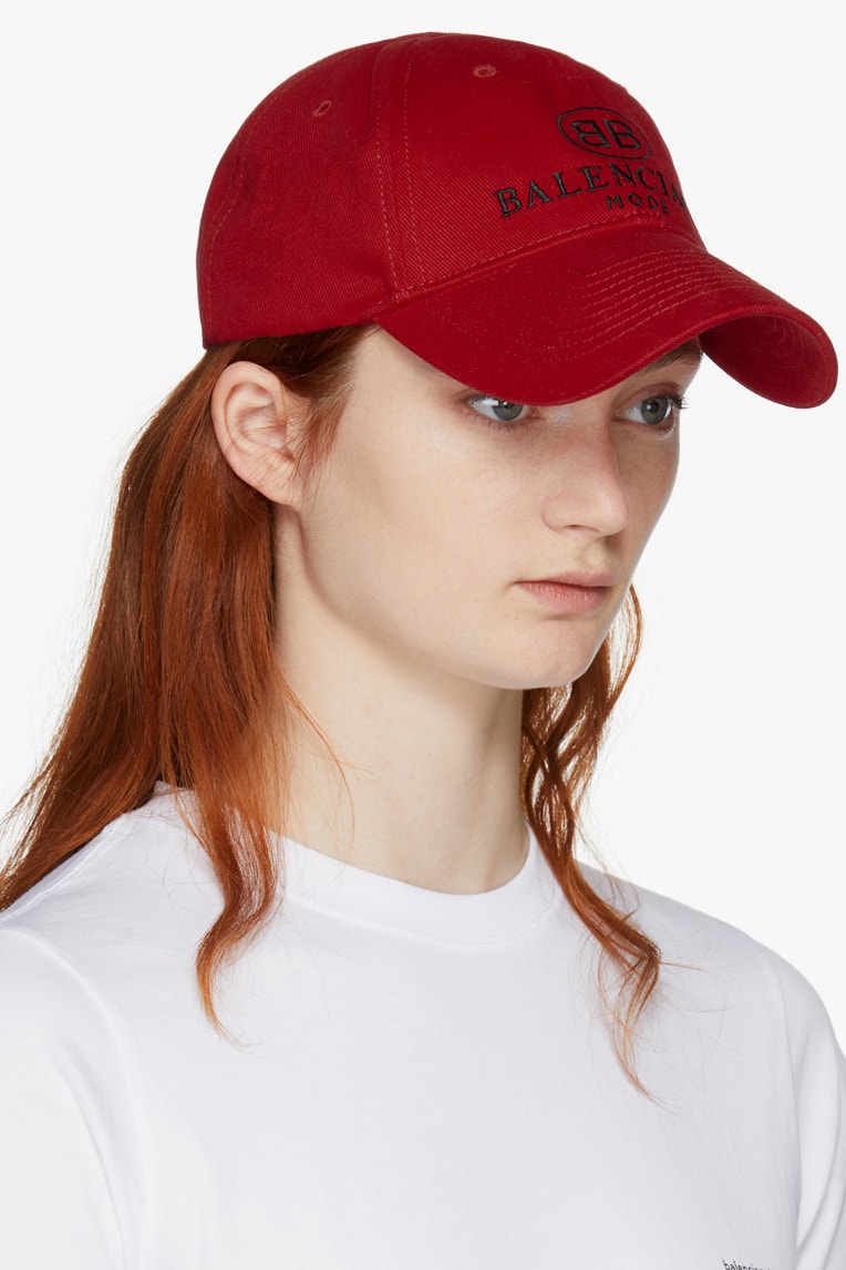 balenciaga demna gvasalia bb dad cap red scarlet white shirt ginger hair side view