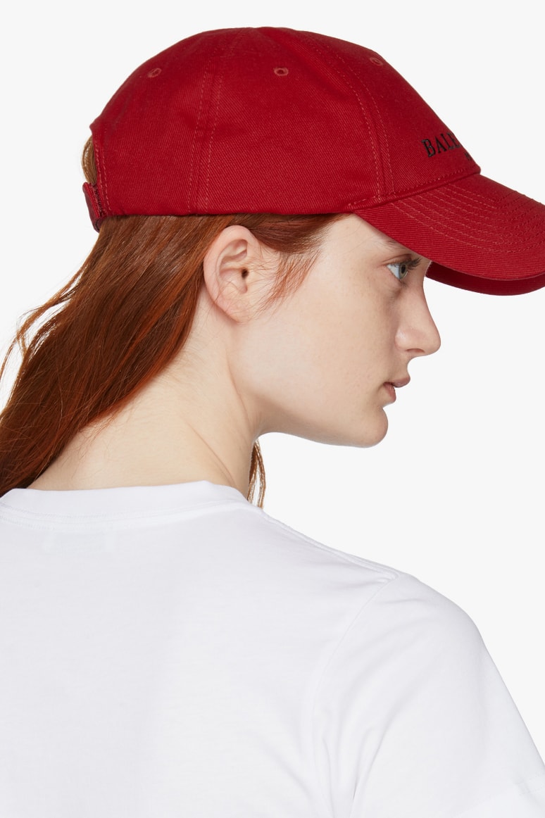 balenciaga demna gvasalia bb dad cap red scarlet ginger hair white shirt back view velcro strap