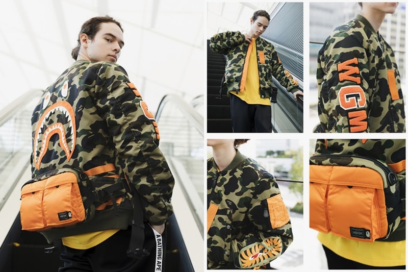 BAPE PORTER STAND SS18 Capsule Collection Spring Summer 2018 Anorak Shark A Bathing Ape Fanny Pack T-shirt bag