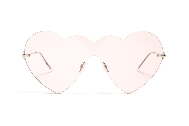 Christopher Kane Heart-Shaped Sunglasses Shades Heart Glasses Pastel Pink Red Blue Rimless where to buy matchesfashion.com