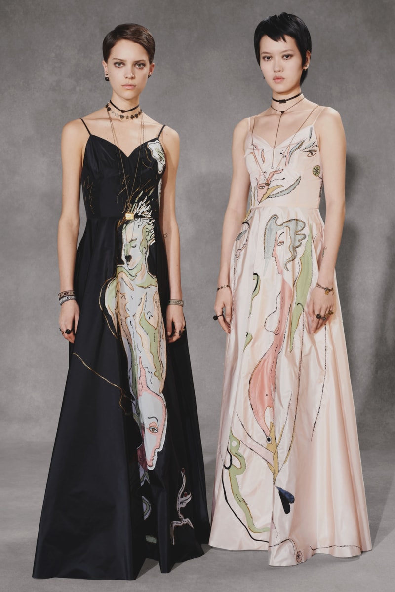Dior Fall 2018 Collection Lookbook Silk Pattern Dresses Pink Black