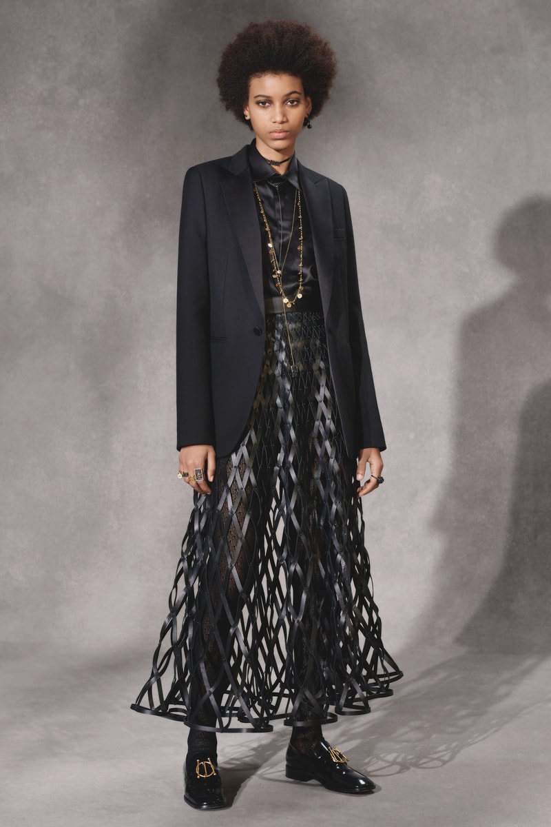 Dior Fall 2018 Collection Lookbook Sheer Leather Dress Blazer Black
