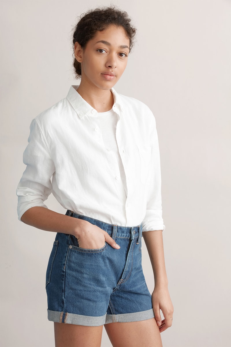 everlane denim shorts skirt medium wash