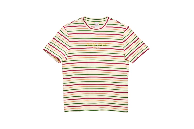 GUESS Jeans U.S.A. Farmers Market Capsule Collection Striped T-Shirt Tan Green