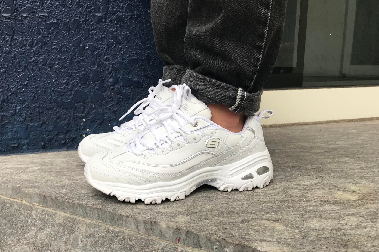 Review of the Skechers D'Lites Sneakers in White Dad Shoe Chunky Sneaker Trend