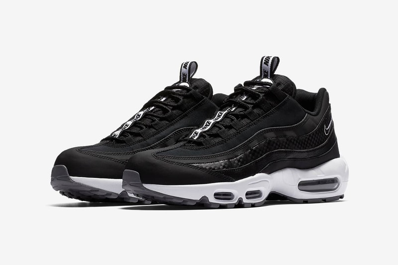nike air max 95 pull tab slip on black white midsole