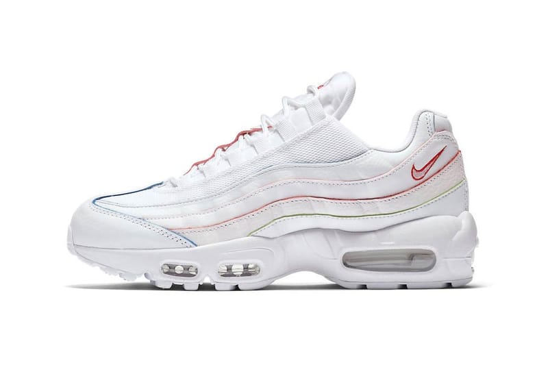 Peep the Rainbow Detailing on Nike's White Air Max 95
