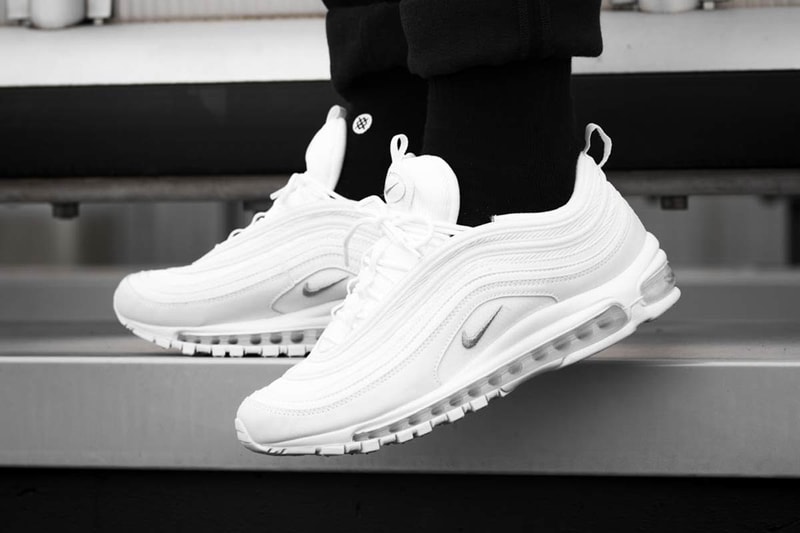 Nike Air Max 97 Triple White On Foot