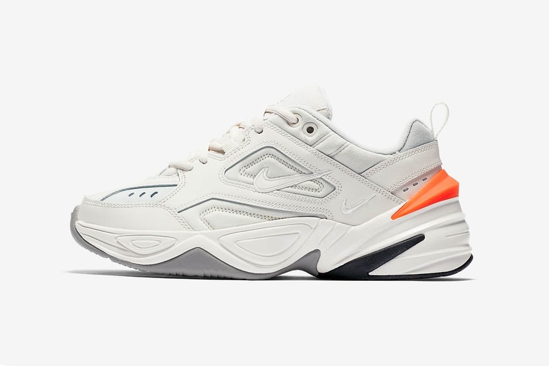 nike m2k tekno phantom dad shoe off white orange side profile view