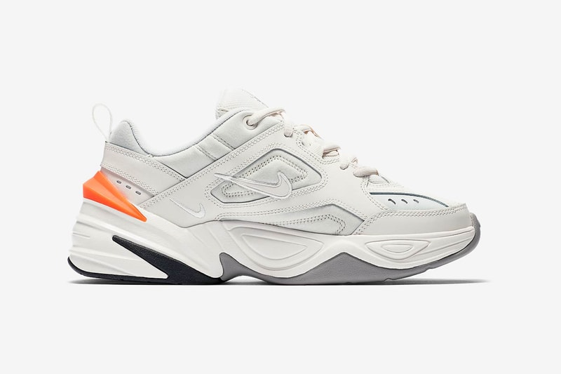 nike m2k tekno phantom dad shoe medial inside orange off white