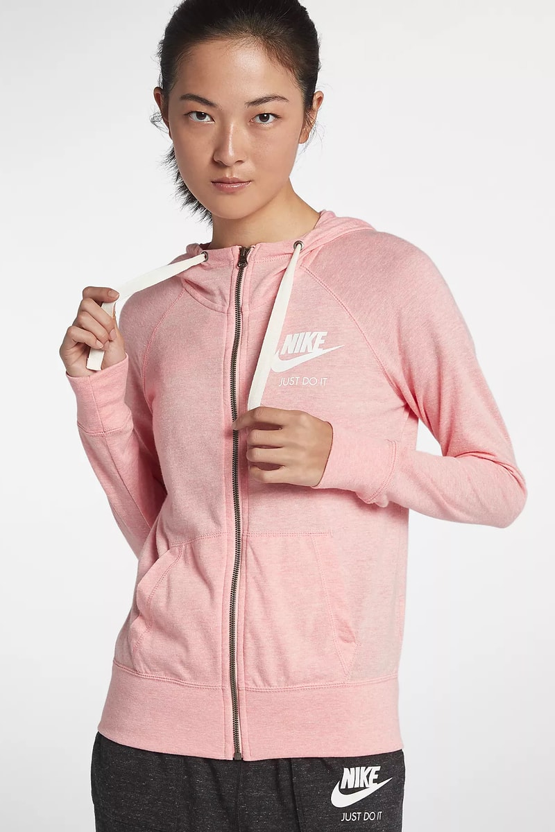 Nike Sportswear Gym Vintage Pink Full Zip Up Hoodie Spring Summer 2018 Pastel Millennial Bleached Coral Sail Price Release Where to Buy Online Store Website Women