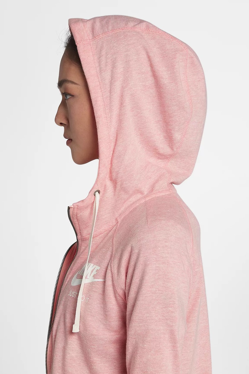 Nike Sportswear Gym Vintage Pink Full Zip Up Hoodie Spring Summer 2018 Pastel Millennial Bleached Coral Sail Price Release Where to Buy Online Store Website Women