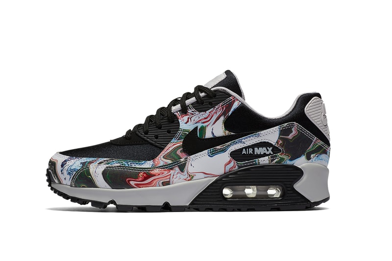 Nike Air Max 90 Marble Dye Vibrant Sneaker Red Blue Black White