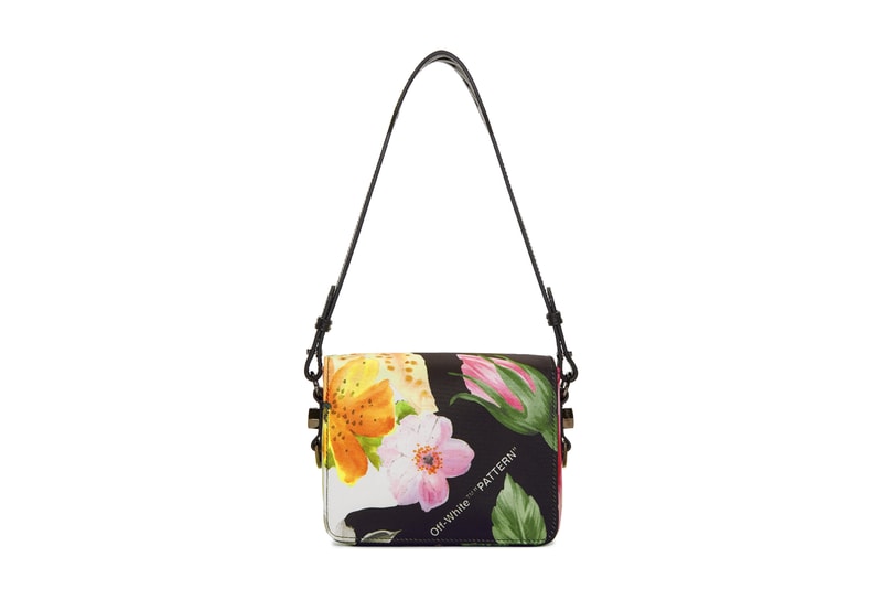 off white virgil abloh floral binder clip bag satin leather front