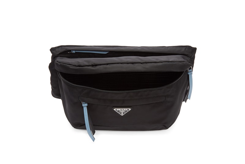 Prada Black/Blue Studded Strap Belt Bag Nylon Bum Bag Fanny Pack