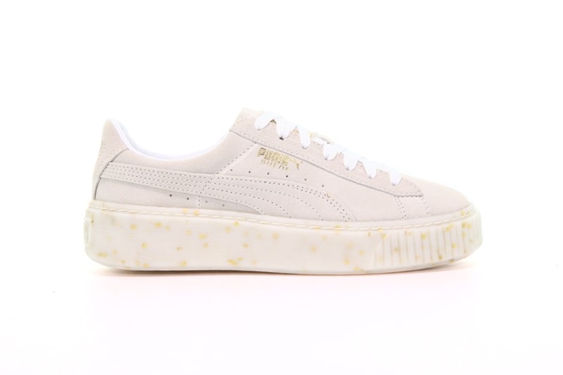 puma suede platform team gold pastel pink