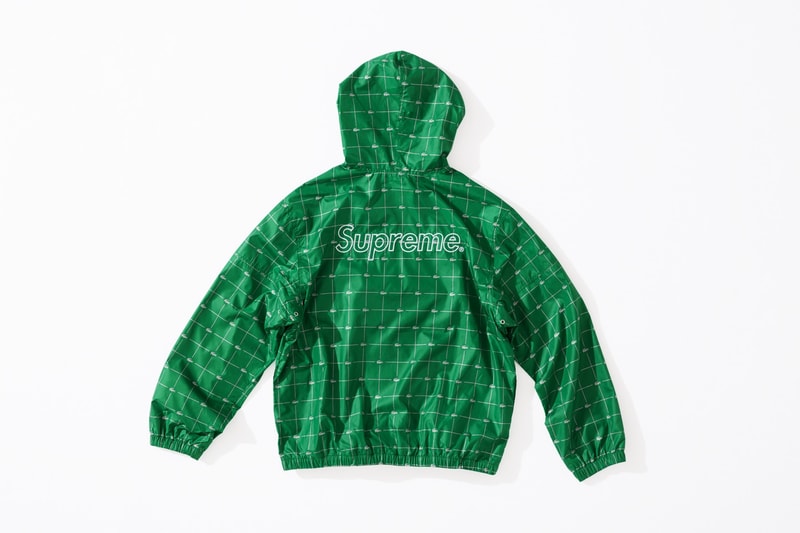 Supreme x Lacoste Spring 2018 collection collaboration release info collab date varsity jacket sweatshirt shorts nylon track jacket side bag waist fanny pack bumbag