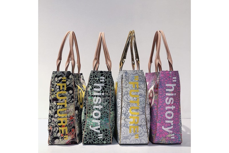 Takashi Murakami x Off-White Tote Bag First Look Pattern Future History Print Collaboration Collection Virgil Abloh