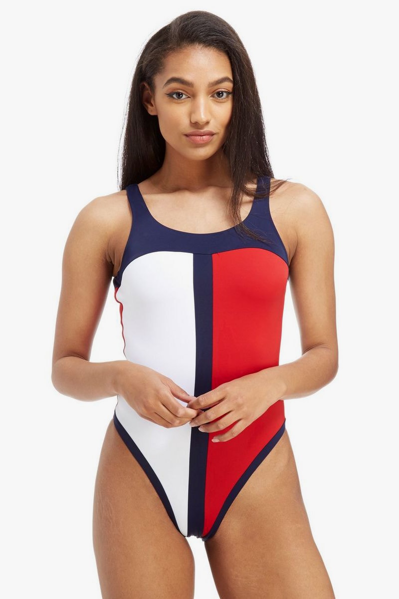 tommy hilfiger flag swimsuit onesie