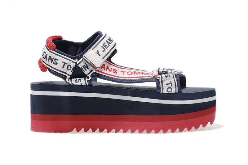Tommy Hilfiger 90s Flatform Sandals TJ Tech Navy Red White Logo Retro Black White Schuh Where to Buy