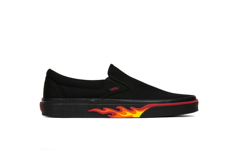 Vans "Flame Wall" Collection Slip-On Authentic Old Skool Sneaker Collection Fire Print Black Red Orange