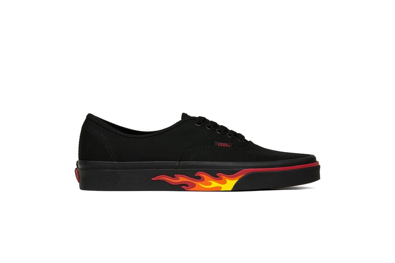 Vans "Flame Wall" Collection Slip-On Authentic Old Skool Sneaker Collection Fire Print Black Red Orange