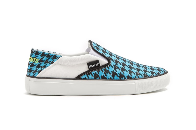 Vetements Houndstooth-Print Slip-On Sneakers Blue