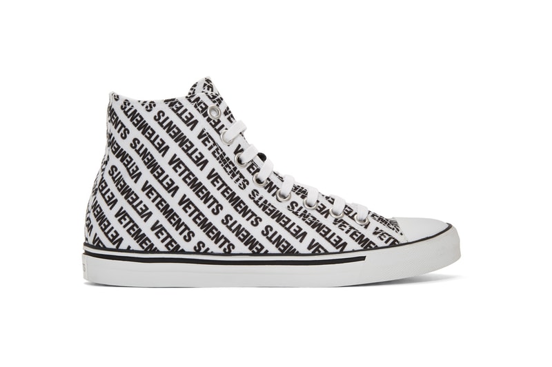 vetements demna gvasalia logo high top sneakers black white canvas rubber