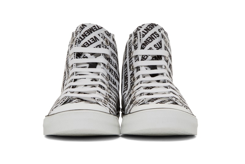 vetements demna gvasalia logo high top sneakers black white canvas rubber