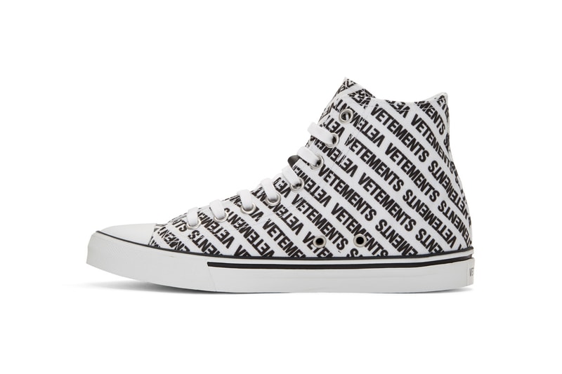 vetements demna gvasalia logo high top sneakers black white canvas rubber