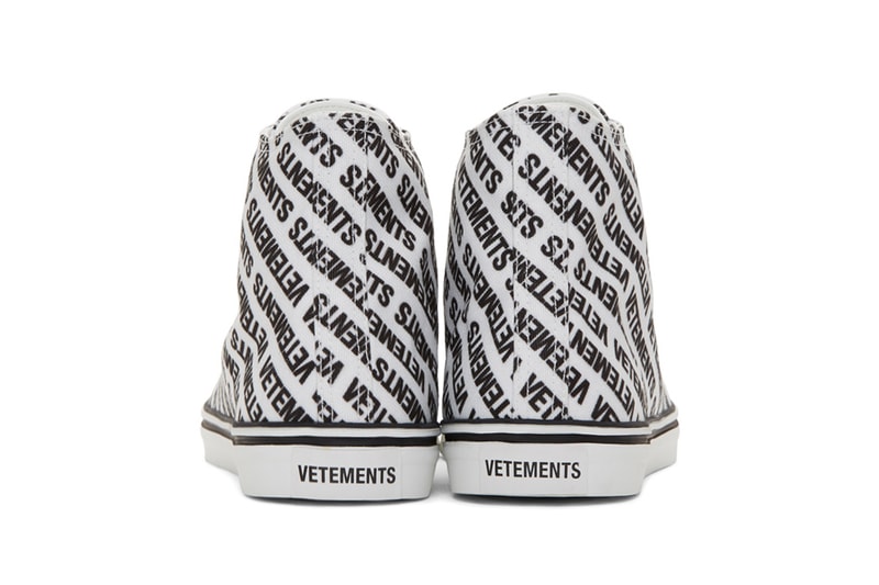 vetements demna gvasalia logo high top sneakers black white canvas rubber