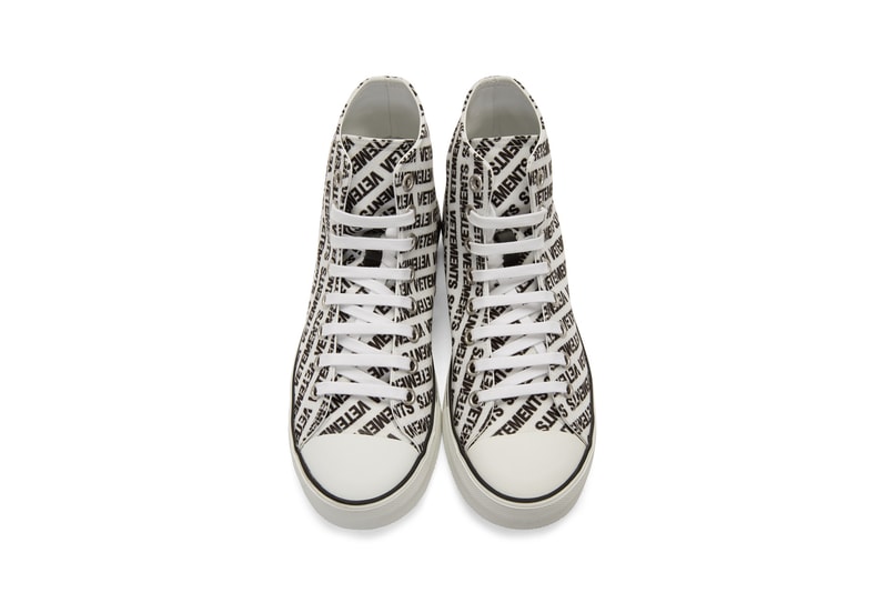 vetements demna gvasalia logo high top sneakers black white canvas rubber