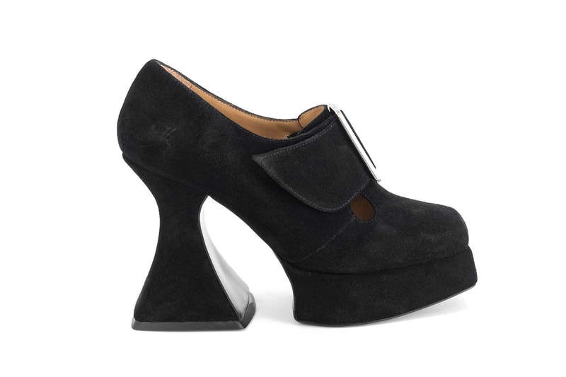 John Fluevog Munster Platform Heels Black Purple Silver