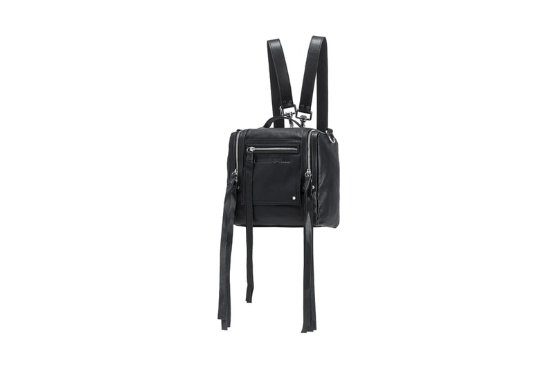 McQ Black Lambskin Leather Mini Convertible Box Bag Sleek Chic