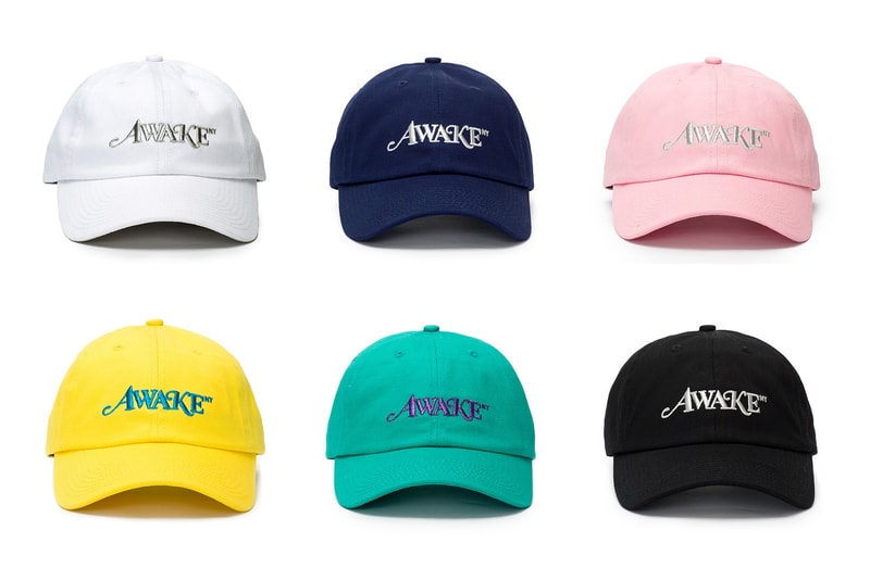 Awake NY Spring/Summer Metallic Logo Hat White Navy Pink Yellow Seafoam Black