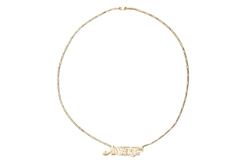 Awake NY Spring/Summer 2018 Logo Nameplate Necklace Gold