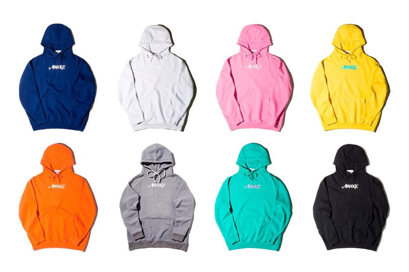 Awake NY Spring/Summer 2018 Metallic Foil Logo Hoodie Navy Grey Pink Yellow Orange Teal Black