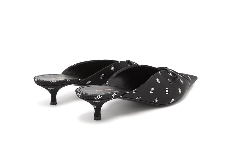 Balenciaga Black Knife Mules with All-Over Print Logo BB Demna Gvasalia Heels