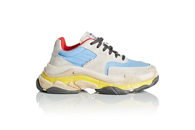Balenciaga Triple-S Sneaker Suede Nylon Pastel Blue Yellow Red Grey Summer 2018 Barneys New York
