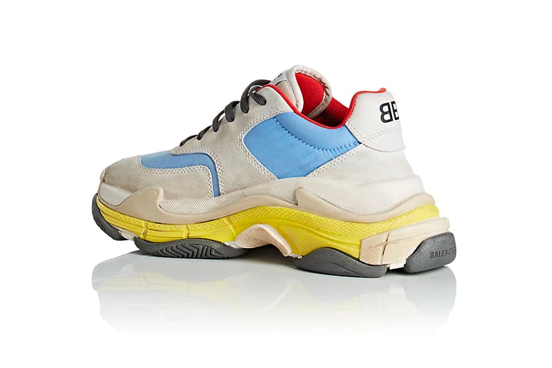 Balenciaga Triple-S Sneaker Suede Nylon Pastel Blue Yellow Red Grey Summer 2018 Barneys New York