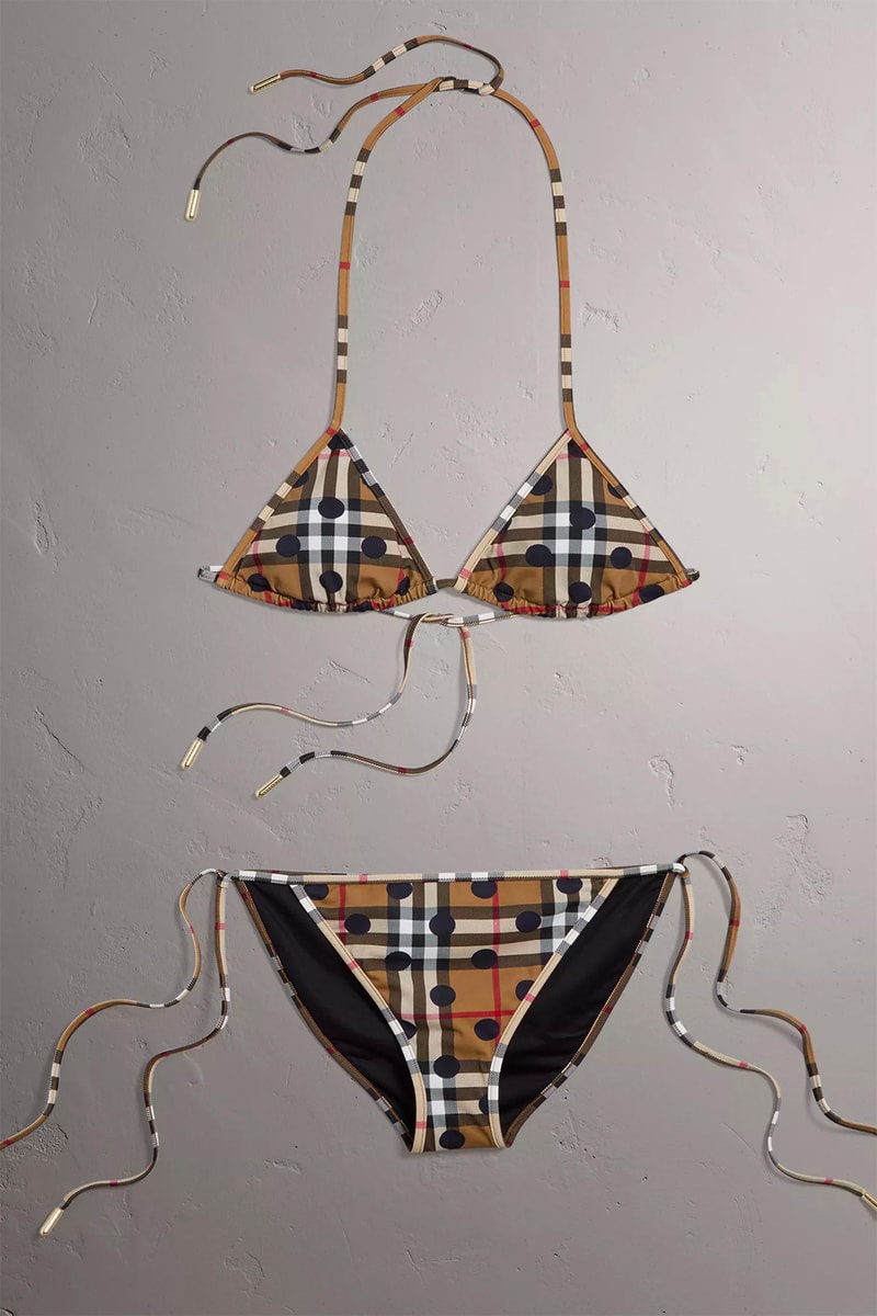 Burberry Vintage Nova Check Bikini Swimsuit Bathing Suit One Piece Brown