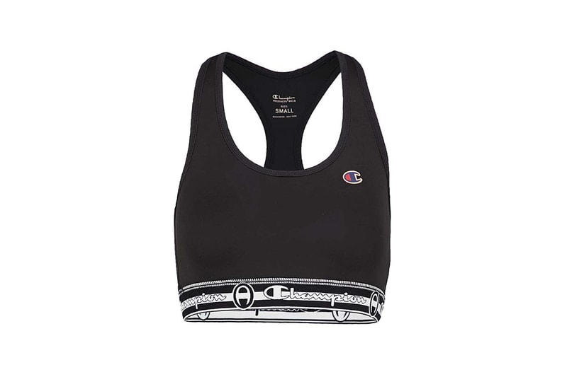 Champion Logo Crop Top Sports Bra Pastel Pink Black