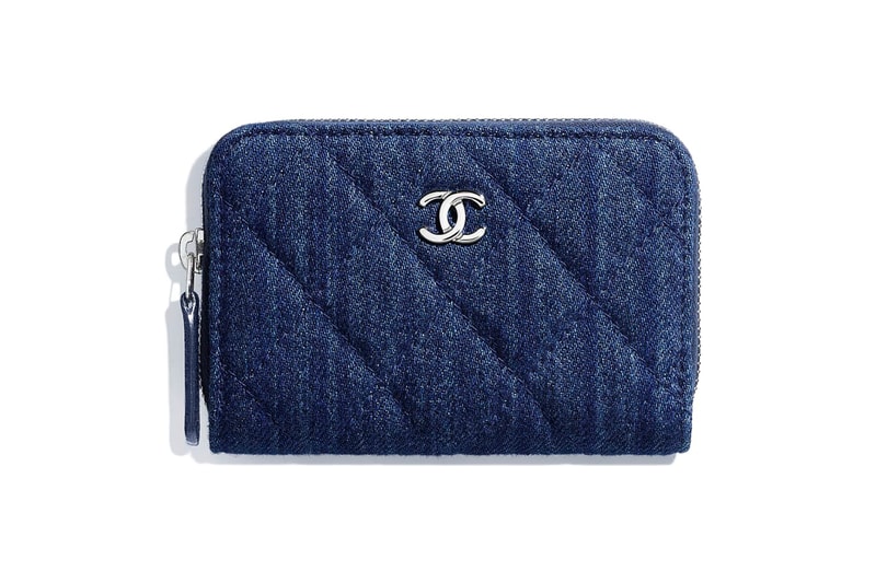 Chanel Denim Leather Logo Coin Purse