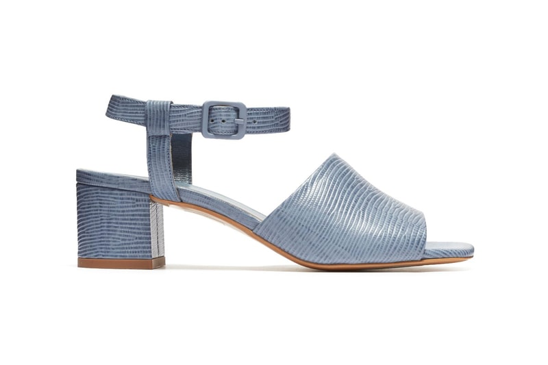 Everlane Block Heel Sandal Dusty Blue Lizard