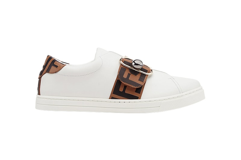 fendi ff band sneakers minimalist leather side profile brown black white