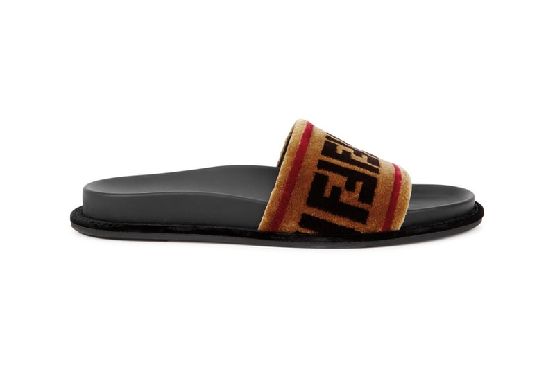 Fendi Velvet Double F Logo Slides Harvey Nichols