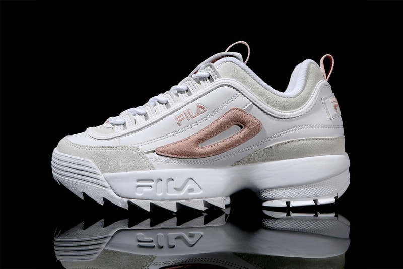 FILA Korea Disruptor 2 Point Sneakers White Pink Orange Suede