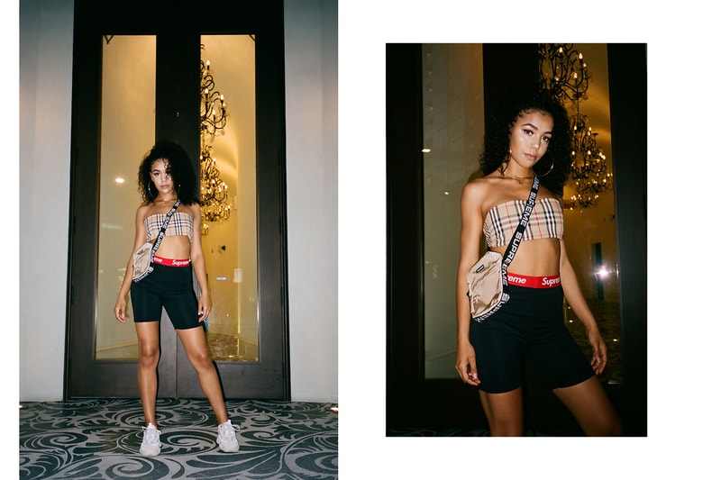 Frankie Collective Supreme Reworked Burberry Tube Top Bralette Biker Shorts Bag